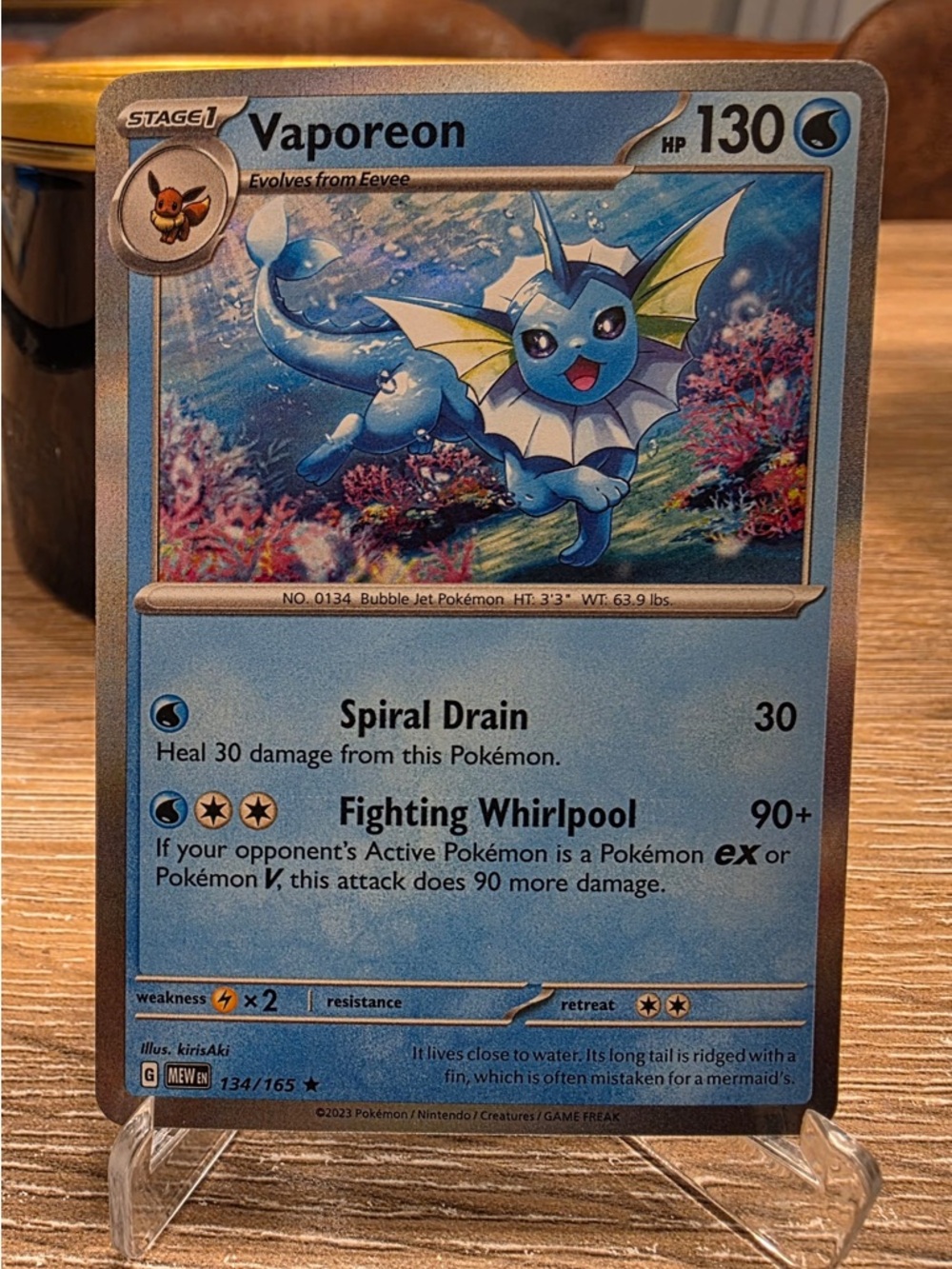 Pokémon TCG Vaporeon 134/165 Holo Rare - Scarlet & Violet 151 - NM